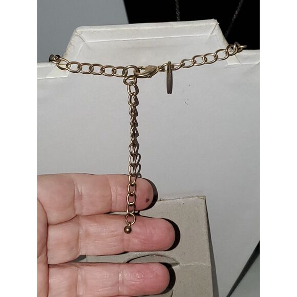 A New York Women's Statement Necklace Faceted Red Cabachons Bronze Tone Chain - Picture 7 of 10